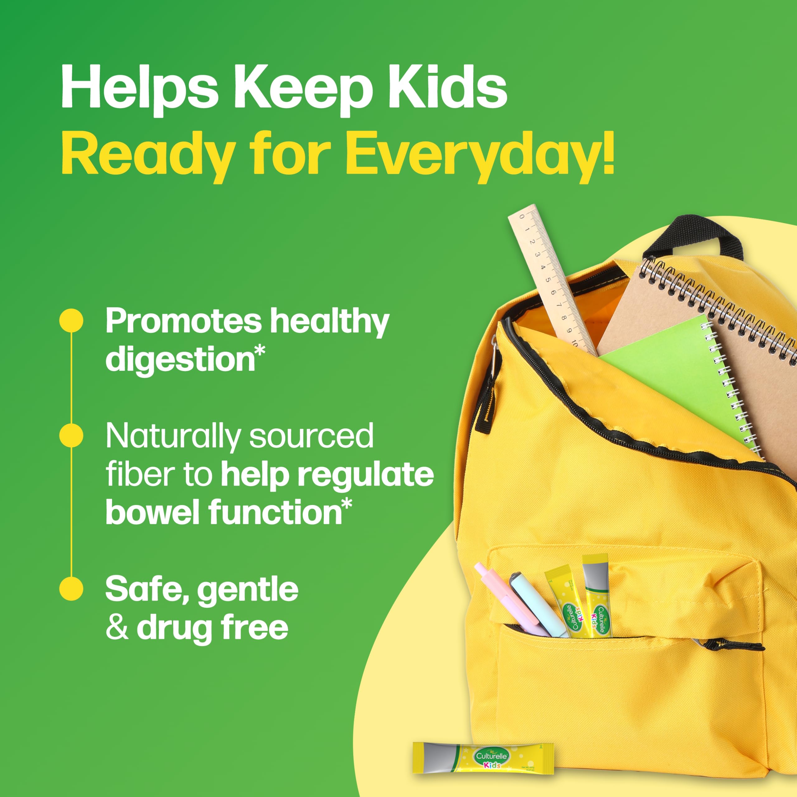 Culturelle Kids Probiotic + Fiber Packets, Ages 1+, Unflavored, 24 Count | From the #1 Pediatrician-Recommended Brand± Digestive Health & Immune Support, Help Restore Regularity*, Children & Toddlers