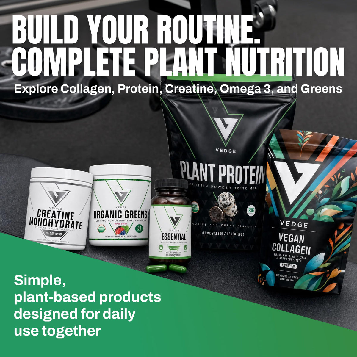 VEDGE Vegan Collagen Powder, Collagen Peptides, Unflavored, 20 Servings