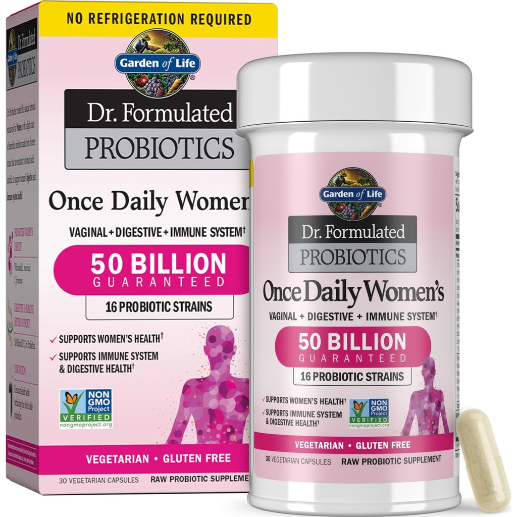 Garden of Life Once Daily Dr. Formulated Probiotics for Women 50 Billion CFU 16 Probiotic Strains with Organic Prebiotics for Digestive, Vaginal & Immune Health, Dairy Free, Shelf Stable 30 Capsules