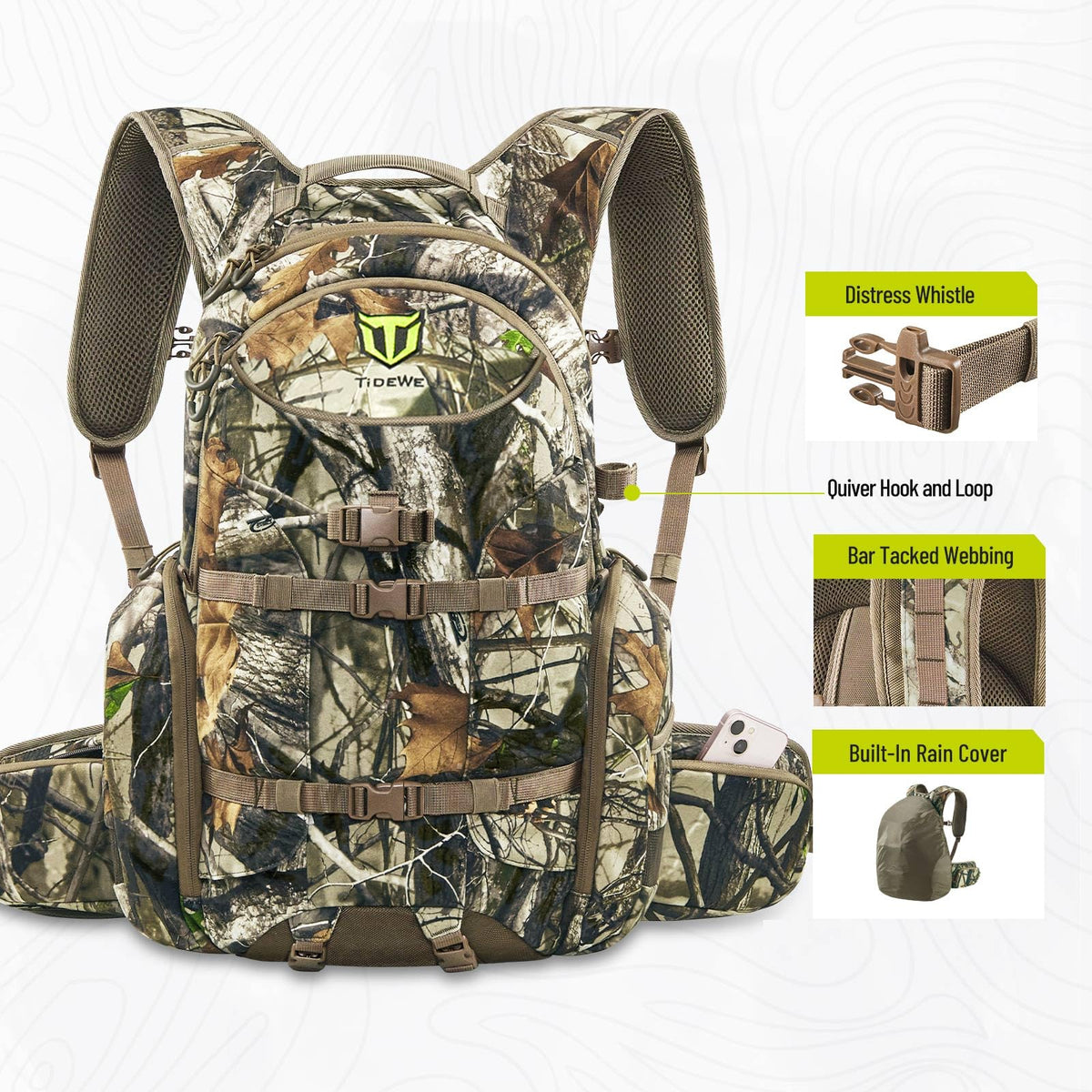 TIDEWE Hunting Backpack for Men, 40L Camo Hunting Pack for Deer Hunting