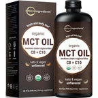 Micro Ingredients Organic MCT Oil, 32 fl oz, Keto C8 + C10 Fatty Acids