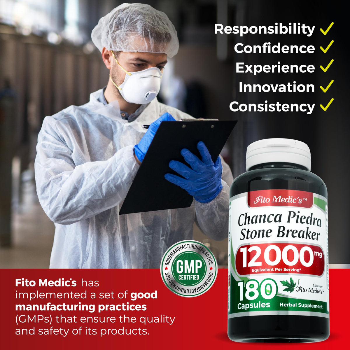 FITO MEDIC'S Lab | Chanca Piedra | Stone Breaker | Chanca Piedra Capsules | 180 Caps