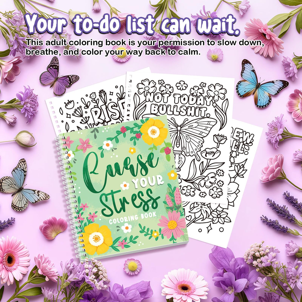 Coloring Books for Adults Relaxation Set of 2, Funny Swear Word Adult Coloring Book for Women, Relaxation Gifts for Women(Floral Design)