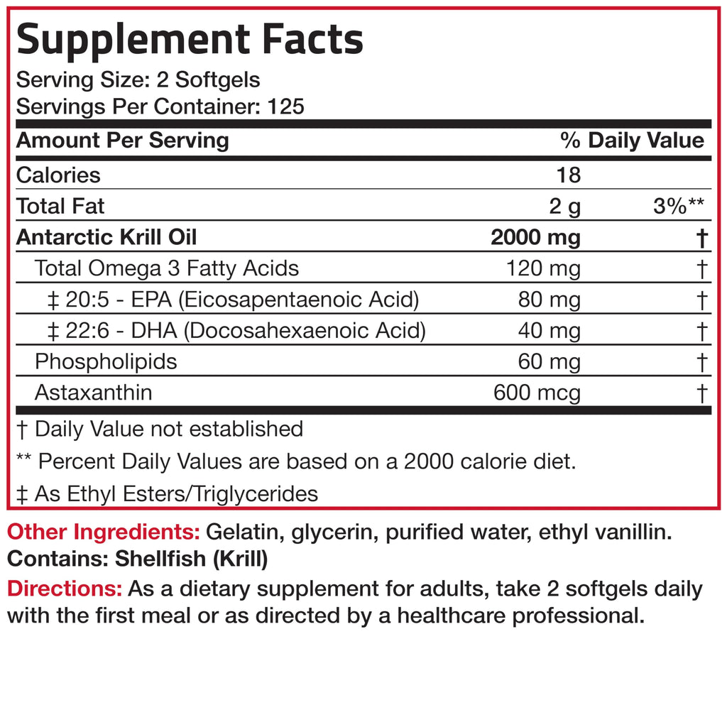 Bronson Antarctic Krill Oil 2000 mg with Omega-3s, 250 Softgels | Heavy Metal Tested, with EPA, DHA, Astaxanthin and Phospholipids, Non-GMO, Gluten Free, Soy Free