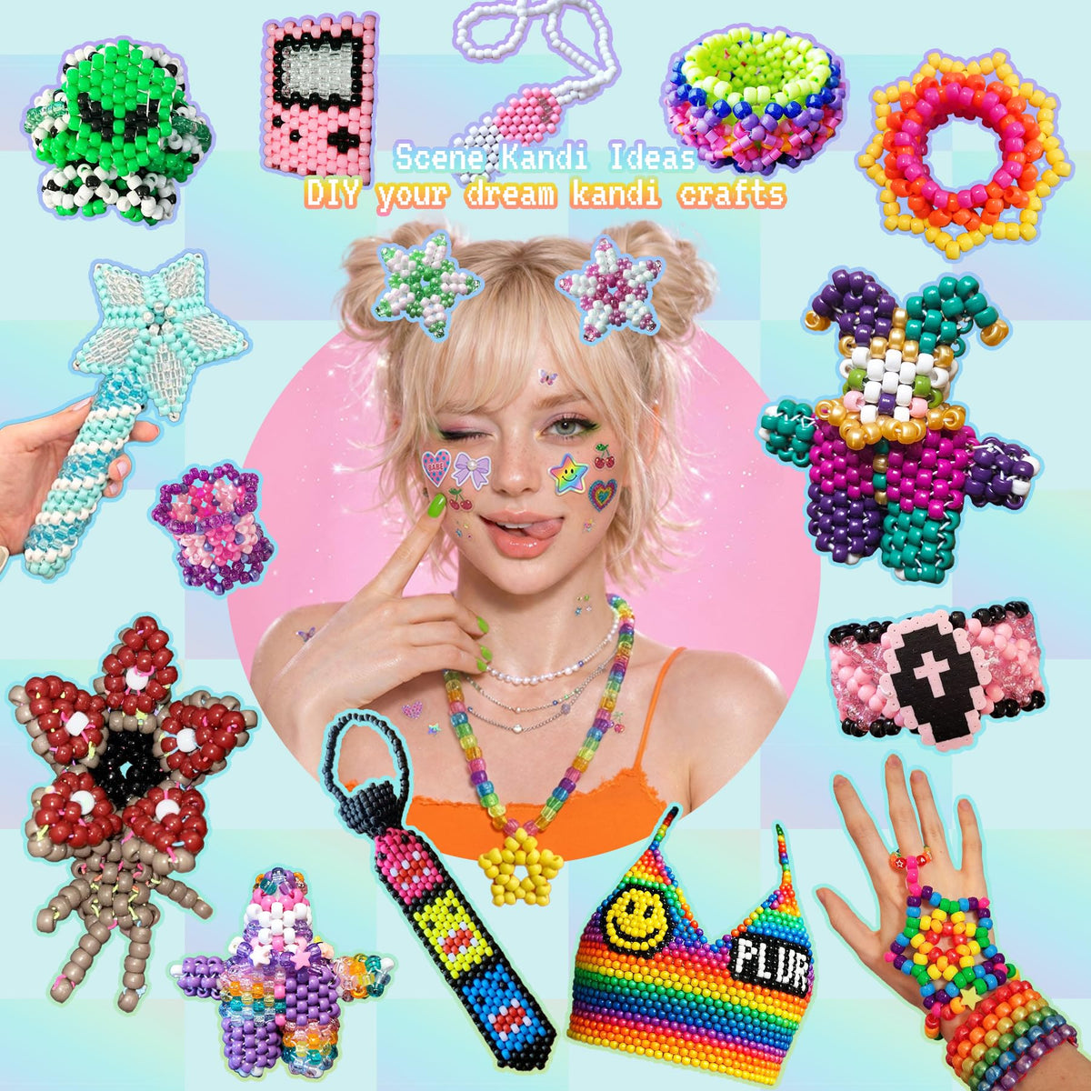 5 Boxes Bracelet Making Kit Pony Beads, 96 Colors Kandi Beads for Bracelets