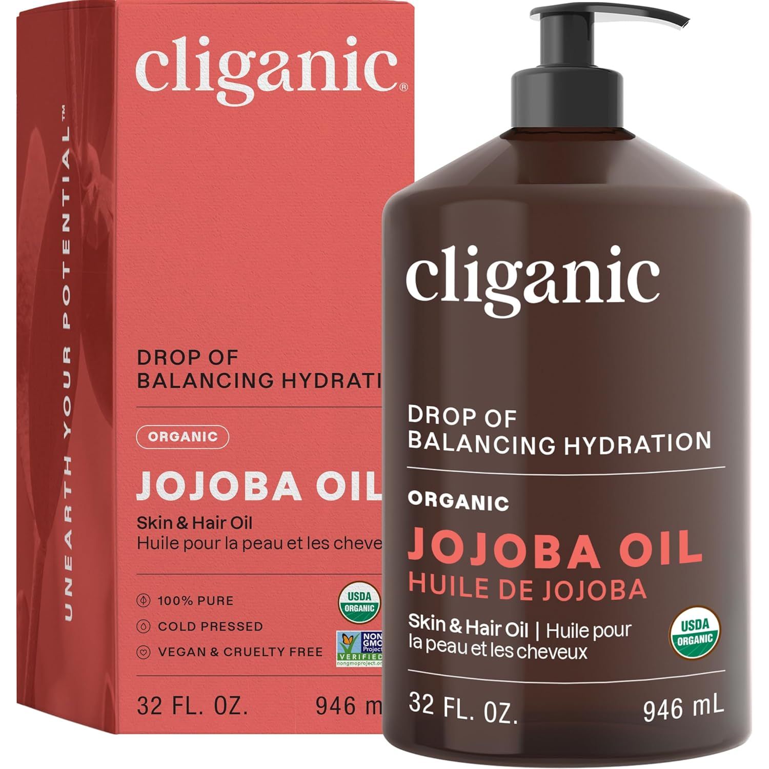 Buy now Cliganic Organic Jojoba Oil, 100% Pure (2oz) | Natural Cold Pressed Unrefined Hexane Free Oil for Hair & Face | Base Carrier (Packaging May Vary) 32 Fl Oz (Pack of 1) at indiglob india