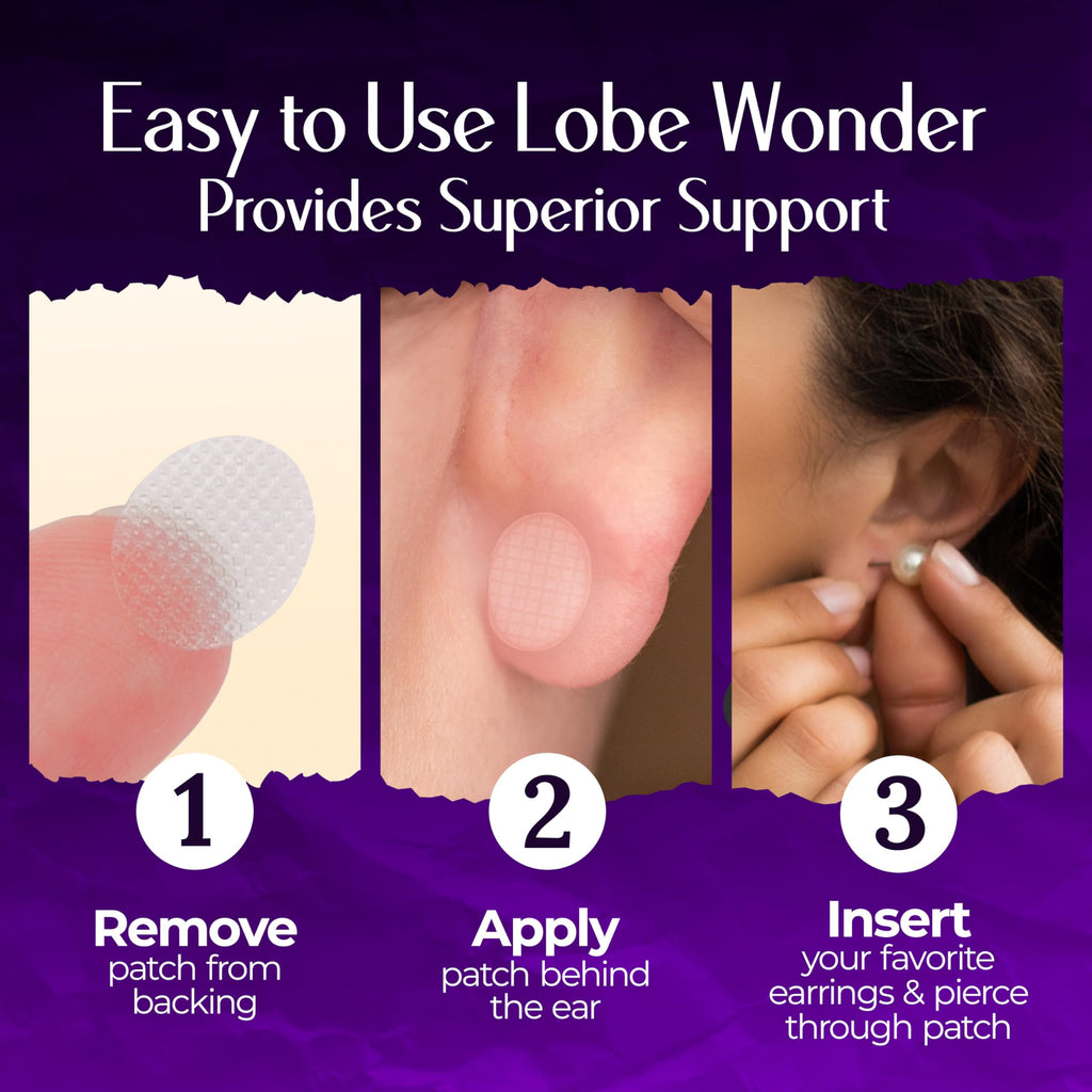 Lobe Wonder The ORIGINAL Earring Support Patches – 60 Clear & Latex-Free