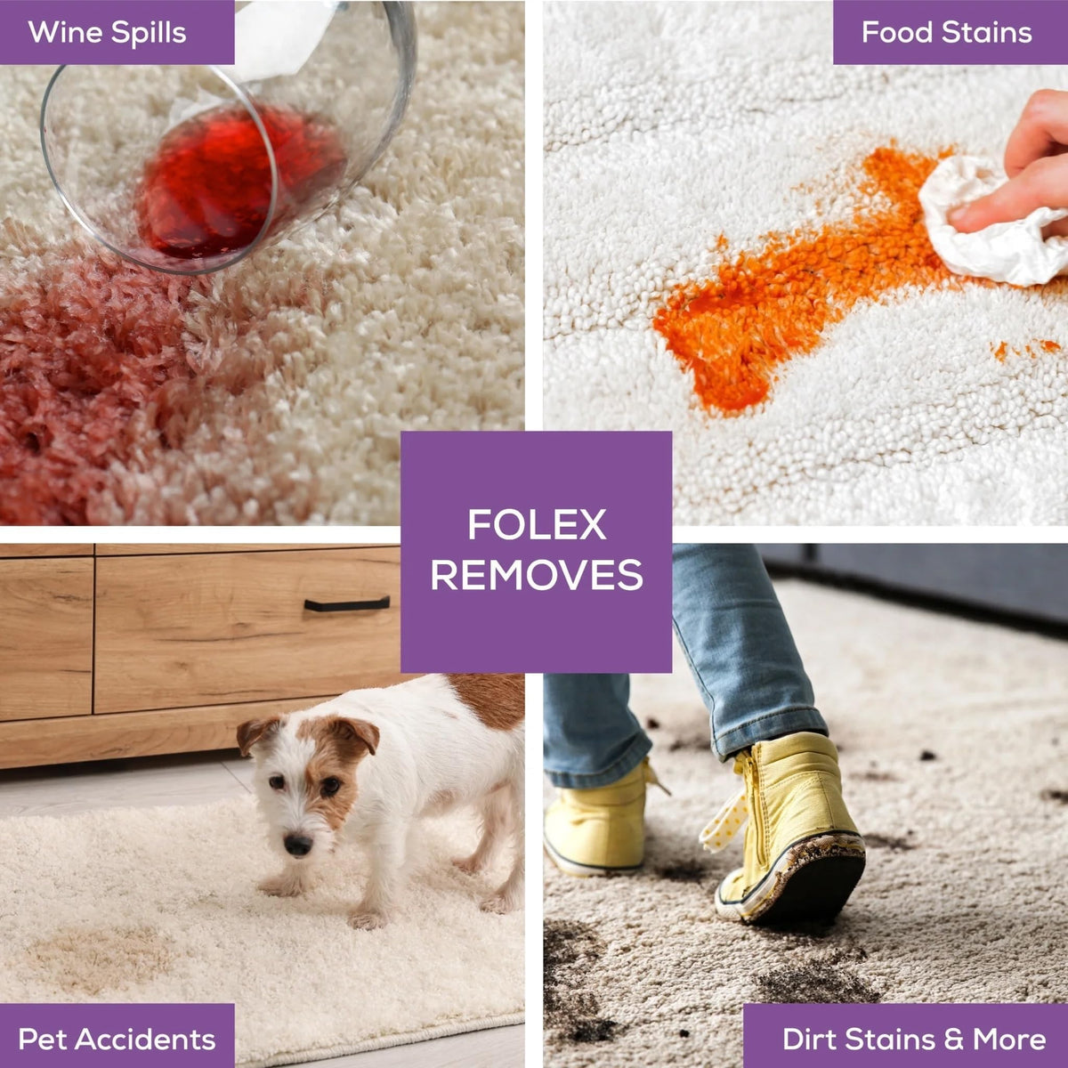 FOLEX Instant Carpet Spot Remover Carpet Cleaner - 32 oz - Removes Pet Accidents, Grease, Red Wine and More