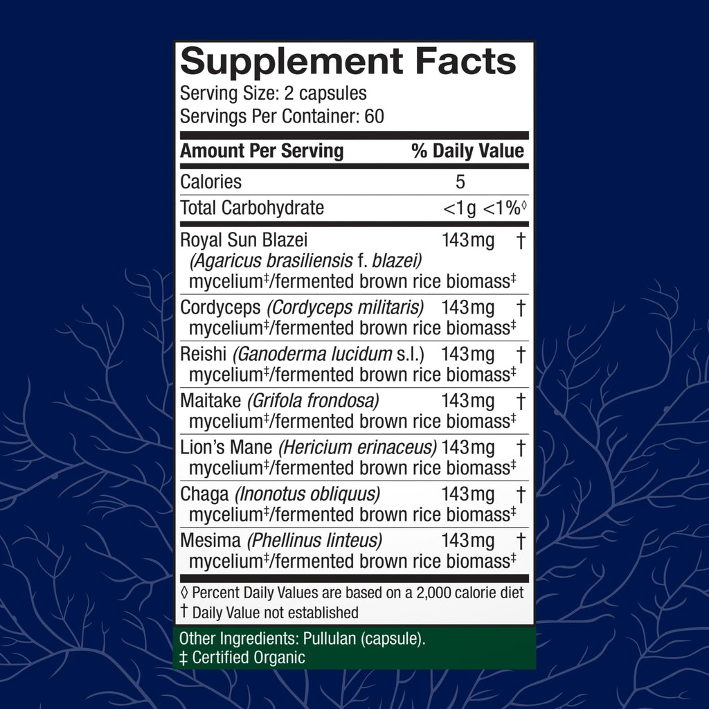 Host Defense Stamets 7, Immune Support, 120 Capsules | 7 Species Blend, Functional Mushroom for Immune Support, 60 Servings