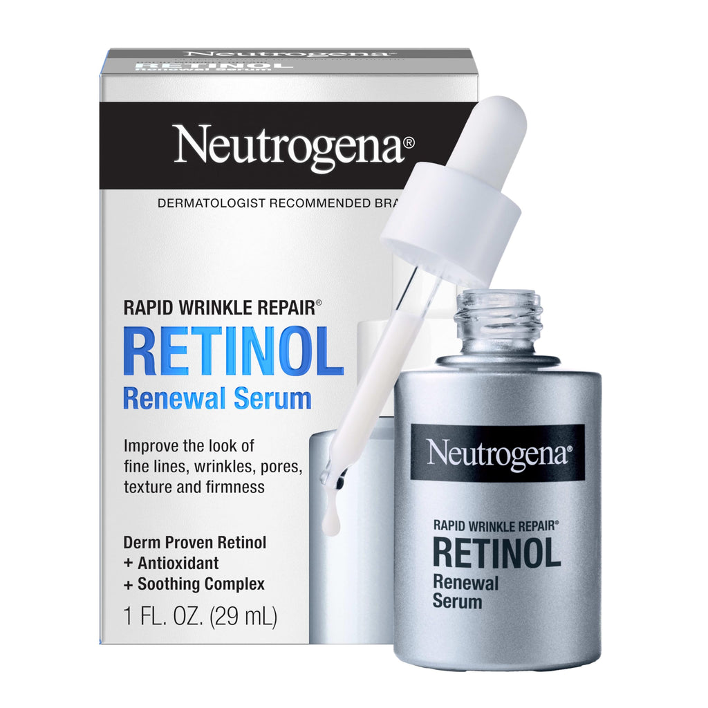 Buy now Neutrogena Rapid Wrinkle Repair Retinol Renewal Serum, Lightweight Anti-Aging Facial Serum with Pure Retinol & Antioxidants to Improve Wrinkles, Dullness & Dark Spots, 1 fl oz at indiglob india