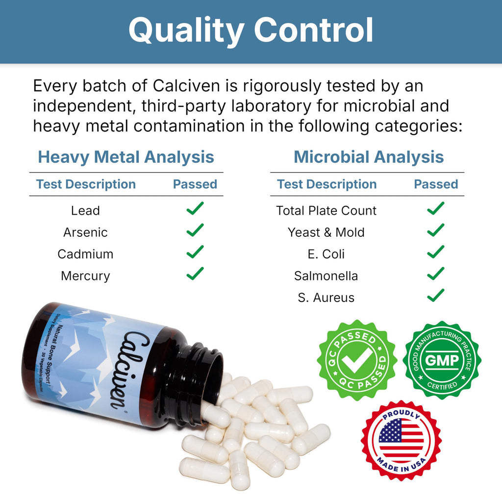 Calciven Natural Bone Support Supplement, Vegetarian, Gluten-Free | Complete Mineral Matrix with Calcium, Magnesium, and Absorption Factors to Promote Bone Density and Strength, 30-Day Supply