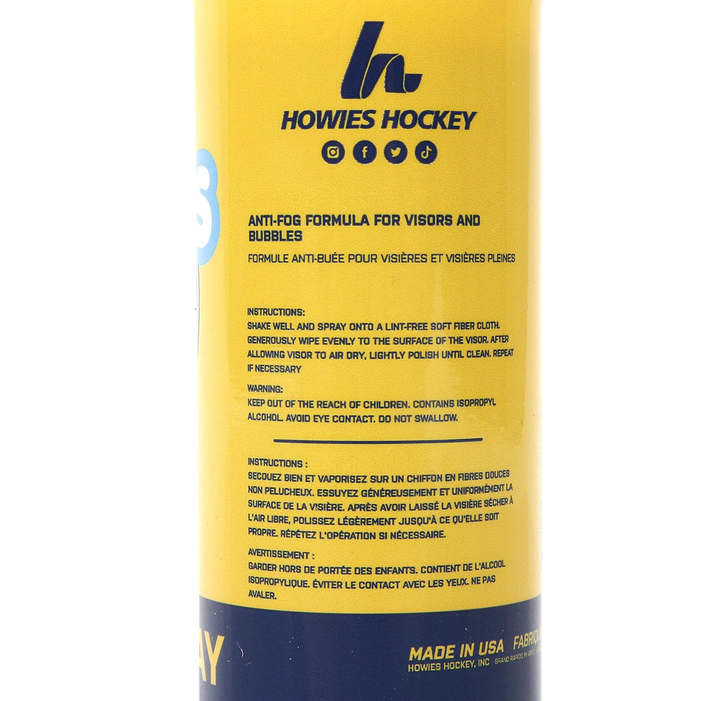 Howies Anti-Fog Visor Spray – Fog-Free Vision for Hockey, Football & Sports Goggles – 4oz Clear Lens Cleaner for Helmets, Masks & Shields – Safe, Streak-Free Formula Made in USA