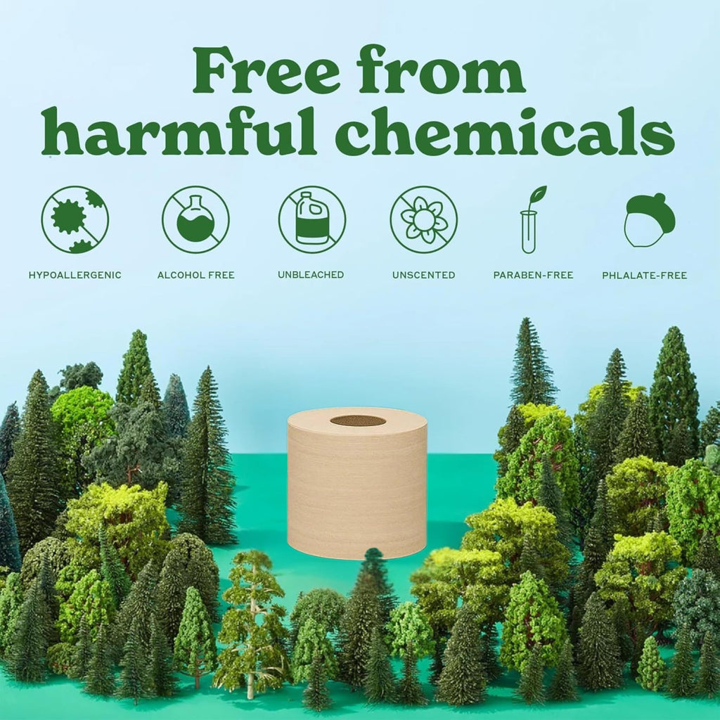 Caboo Tree Free Toilet Paper, Unbleached, Plastic Free, 12 Rolls