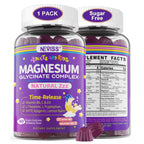 Magnesium Glycinate Gummies for Adults & Kids 4+, Sugar Free Magnesium Bisglycinate Supplement 400/200mg with B6D3, L-Theanine for Sleep & Relaxation, Brain, Muscle, Melatonin Free Gummies,1Pack