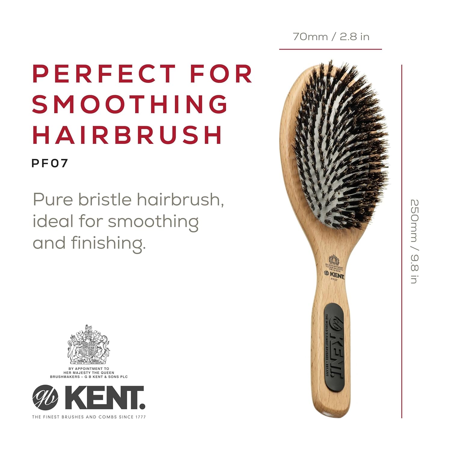 Buy now Kent PF07 Extra-Large 100% Boar Bristle and Non-Scratch Nylon Mix Cushion Brush - Wooden Detangling and Oval Smoothing Paddle Brush for Thin Hair - Made in England at indiglob india