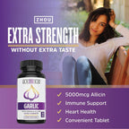 Buy now Zhou Garlic with Allicin - Garlic Supplements, Odorless Garlic Extract Pills for Men & Women, 5000 mcg Allicin Per Tablet for Immune & Heart Health - 90 Coated Tablets (Pack of 1) at indiglob india