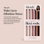 Kitsch Satin Flexi Rods Heatless Curling Rod - 6 pcs, Rosewood | Flexi Rod for Heatless Curl Overnight for Women, Comfortable Hair Curlers to Sleep In for Frizz-Free, No Heat Damage Styling