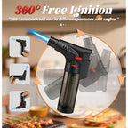 Samniu 4 Pack of Torch Lighter, Jet Flame, Butane gas, Mini Refillable Windproof Lighters, for candle, fireplace, grill (Gas not Included)