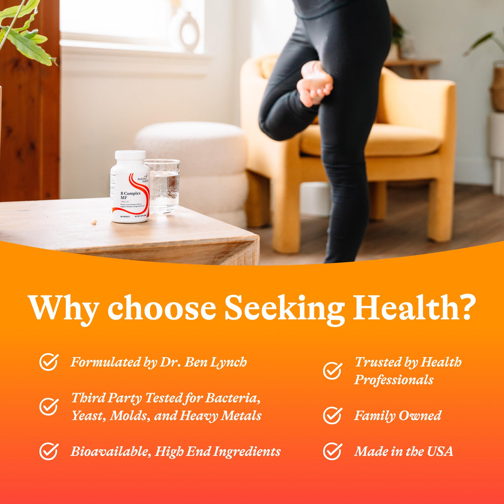 Seeking Health B Complex MF - Vitamin B Complex with Folate, Niacin, & Folinic Acid - Support Energy & Immune System Health with B Vitamins - 100 Capsules