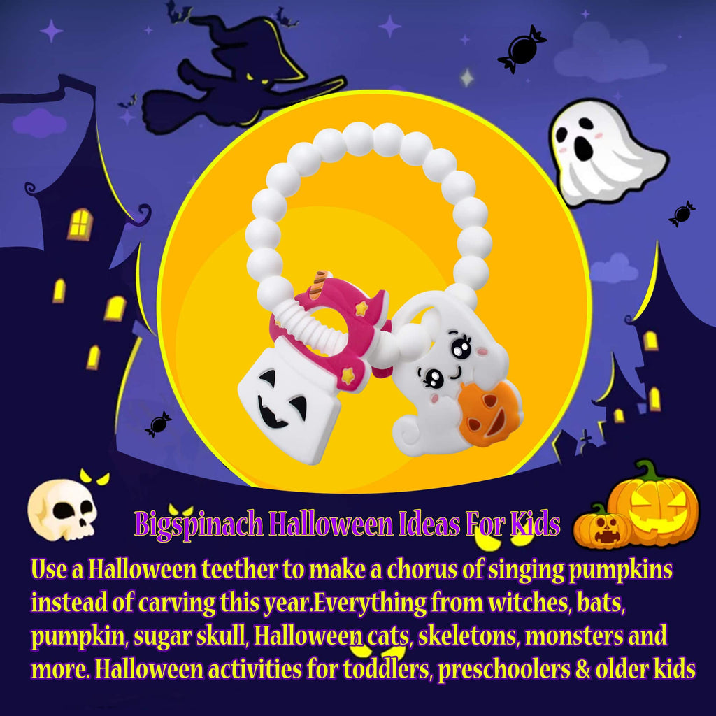 BIGSPINACH Halloween Baby Teether Toy, Ghost Silicone Teething Ring Gift