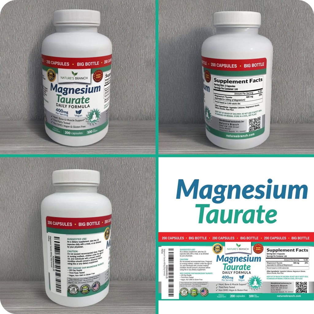 Magnesium Taurate 400mg – High Absorption for Sleep, Heart Health & Calm