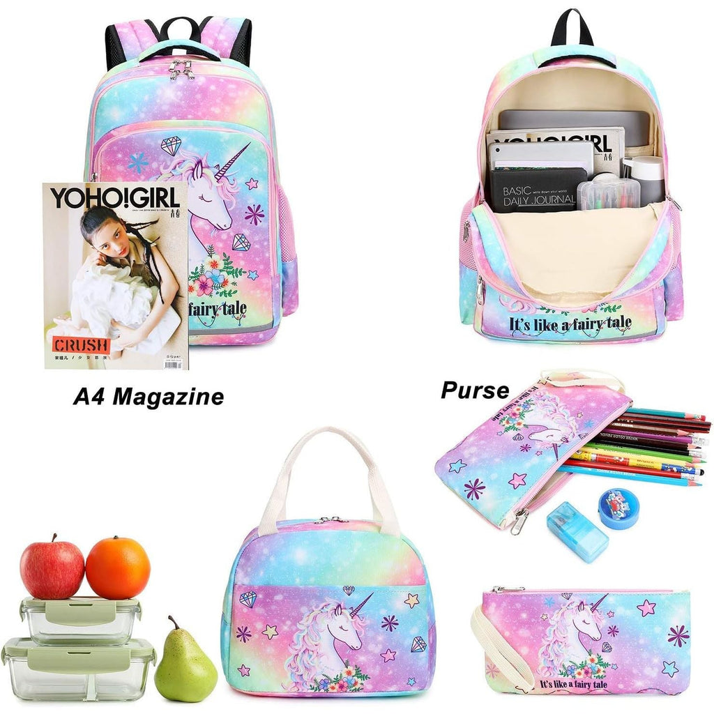 Buy now BTOOP Girls Backpack Kids Boys Elementary Bookbag Girly School Bag with Insulated Lunch Tote and Pencil Pouch at indiglob india