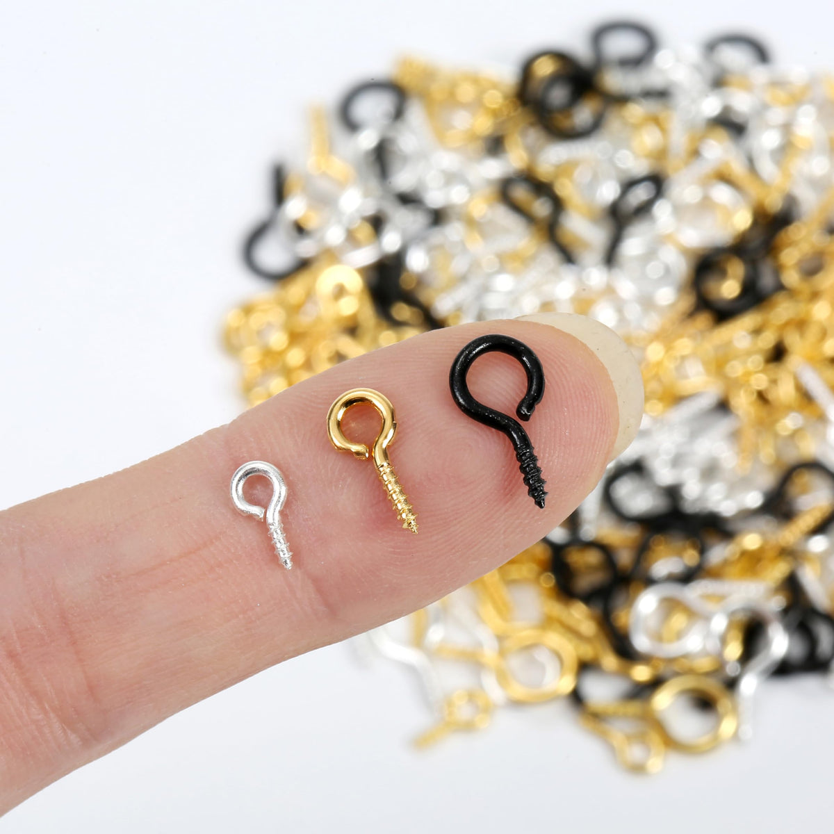480pcs Small Screw Pins Eye Pins, 3 Color Eye Hooks Screw for Jewelry Making & Bead Charms, Eye Screws for Art Projects, Eye Hooks for Crafts (Gold Silver Balck, 3 Sizer) (Gold Silver Balck)