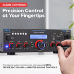 Buy now Pyle Wireless Bluetooth Power Amplifier System - 200W Dual Channel Sound Audio Stereo Receiver w/ USB, SD, AUX, MIC IN w/ Echo, Radio, LCD - For Home Theater Entertainment via RCA, Studio Use - PDA6BU at indiglob india