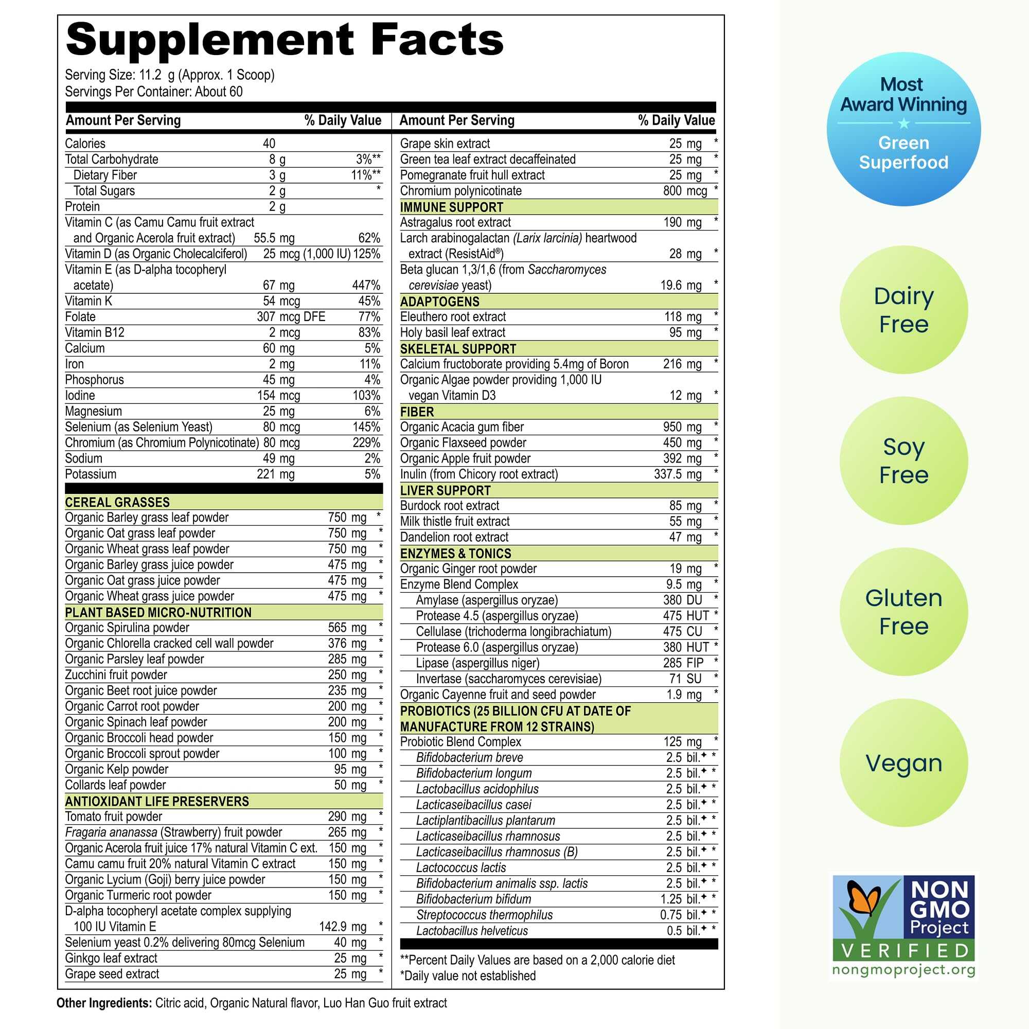 Vibrant Health, Green Vibrance, Vegan Superfood Powder, Boost Energy, 60 Servings