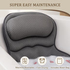 Bath Pillows for Tub, Luxury Bathtub Pillow for Head and Neck Support, Gray | Soft 4D Mesh, Padded Headrest, 6 Non-slip Suction Cups, Quick-drying, Machine Washable, Wash Bag Included, Bath Accessories