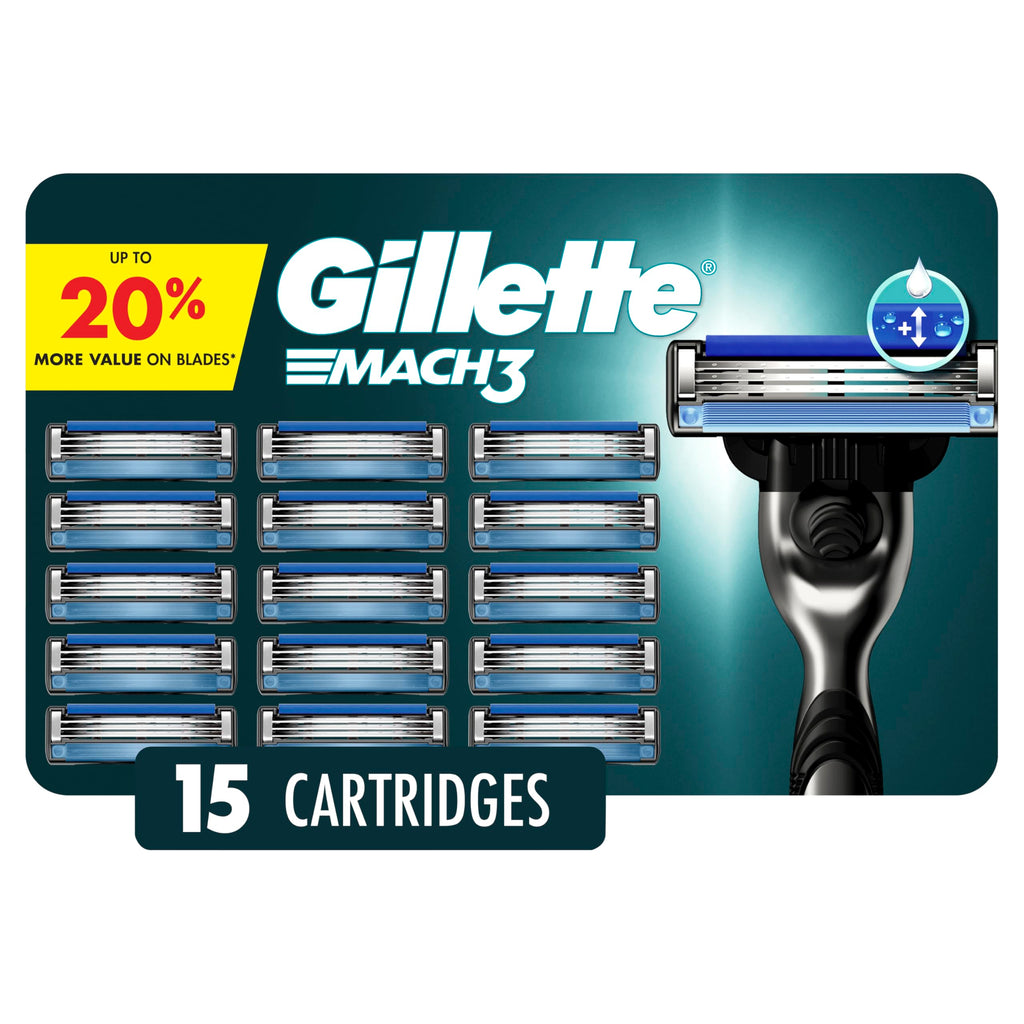 Gillette Mach3 Men's Razor Blades, 15 Blade Refills