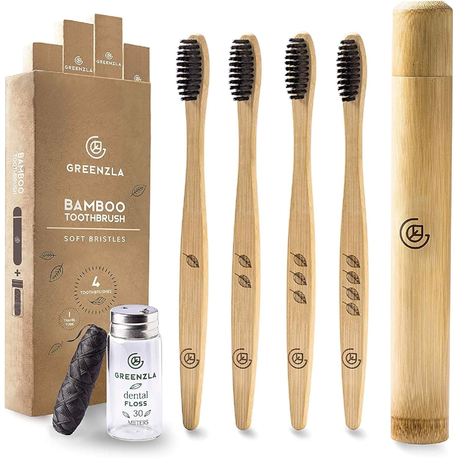 Buy now Greenzla Bamboo Toothbrushes for Adults â€“ 12 Pack Wooden Toothbrush Set with Charcoal-Infused Soft Bristles, Natural Oral Care for Daily Use 1 Count (Pack of 4) at indiglob india