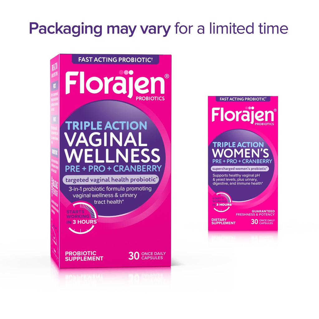 Florajen Women’s Probiotic with Cranberry, 30 Capsules | Prebiotic for Vaginal, Digestive, & Immune Support, Gut & Urinary Health, Vegan, Gluten-Free, Daily Wellness