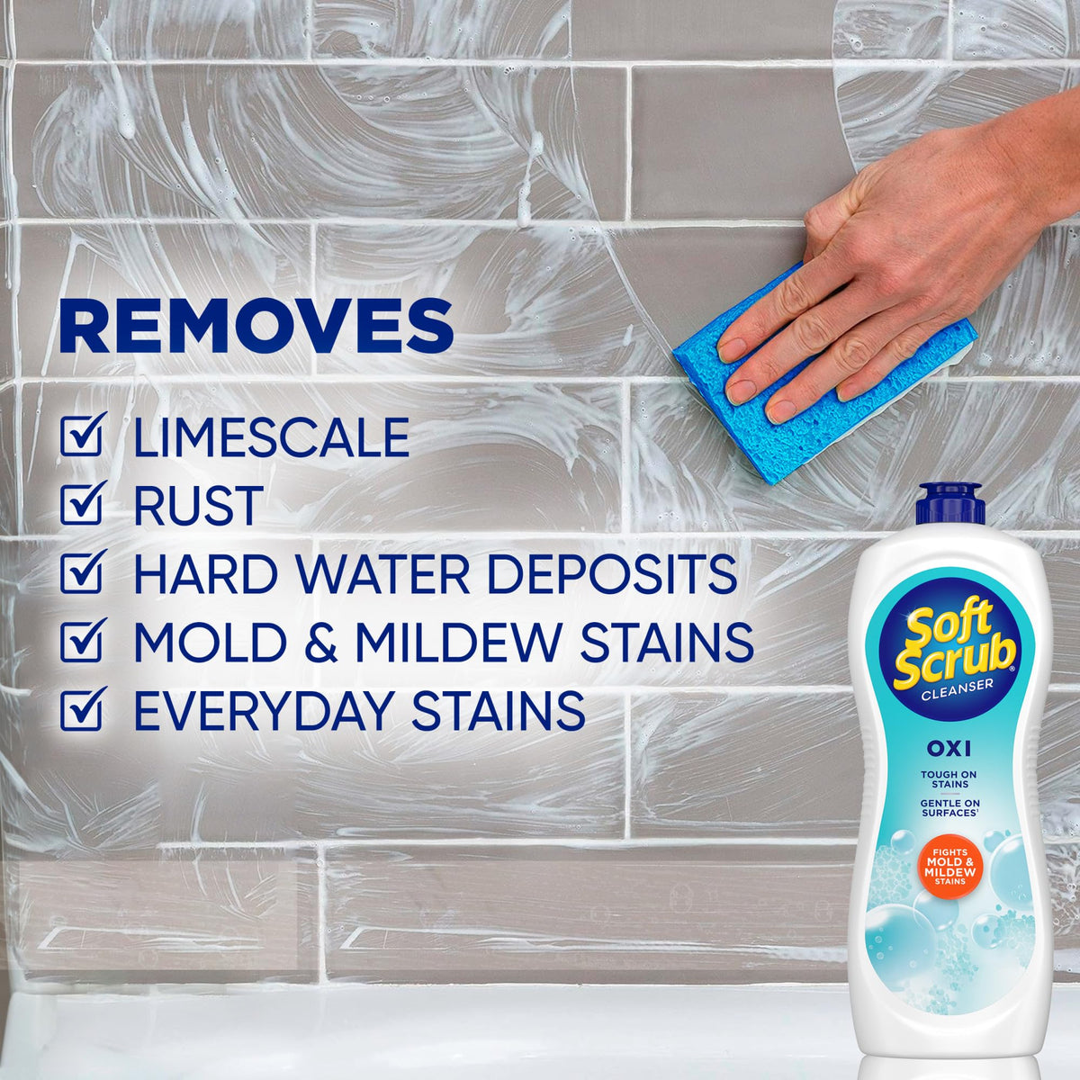 Soft Scrub Cleanser, Oxi, 36 Oz, Multi Surface Cleaner, Boosted With Borax