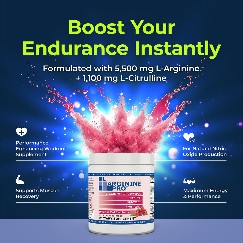 5,500mg L Arginine + 1,100mg Citrulline | Nitric Oxide Booster |Supports Pre Workout Energy, Blood Flow & Circulation, Grape (30 Servings)