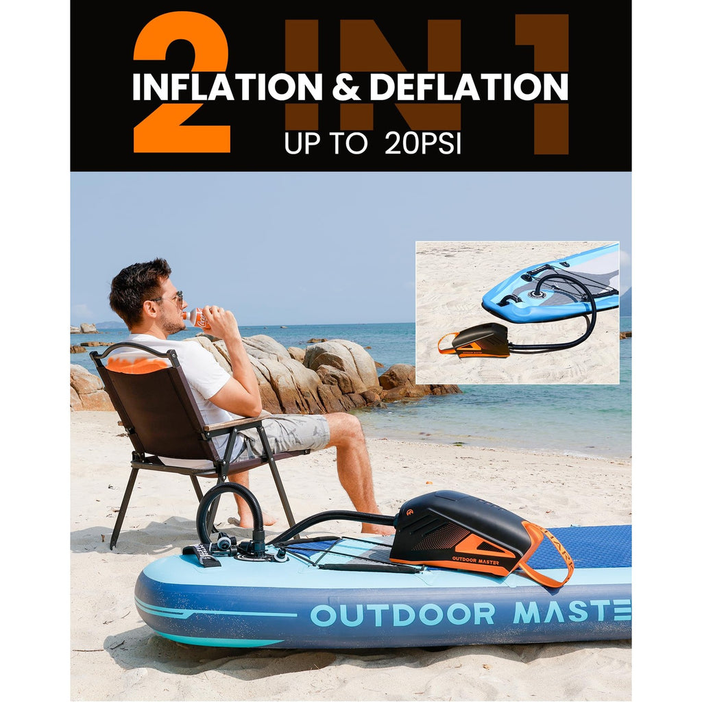 OutdoorMaster Shark 3 Paddle Board Pump Electric 74Wh- 3'50" Fast Inflation