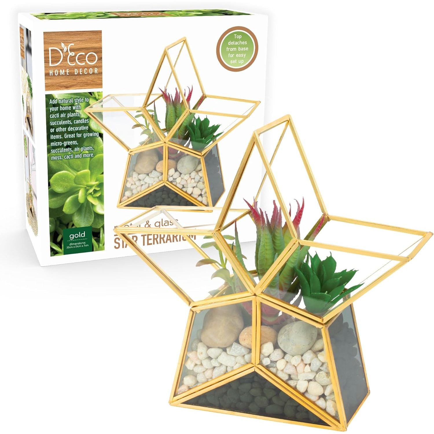 Buy now Christmas Tree Glass Terrarium- 8" Festive Planter for Holiday Home Decor- Add Xmas Cheer w DIY Succulents, Lights & Ornaments- Tabletop Centerpiece or Mantel, Office Decorations- Plant Lovers Gift Star at indiglob india