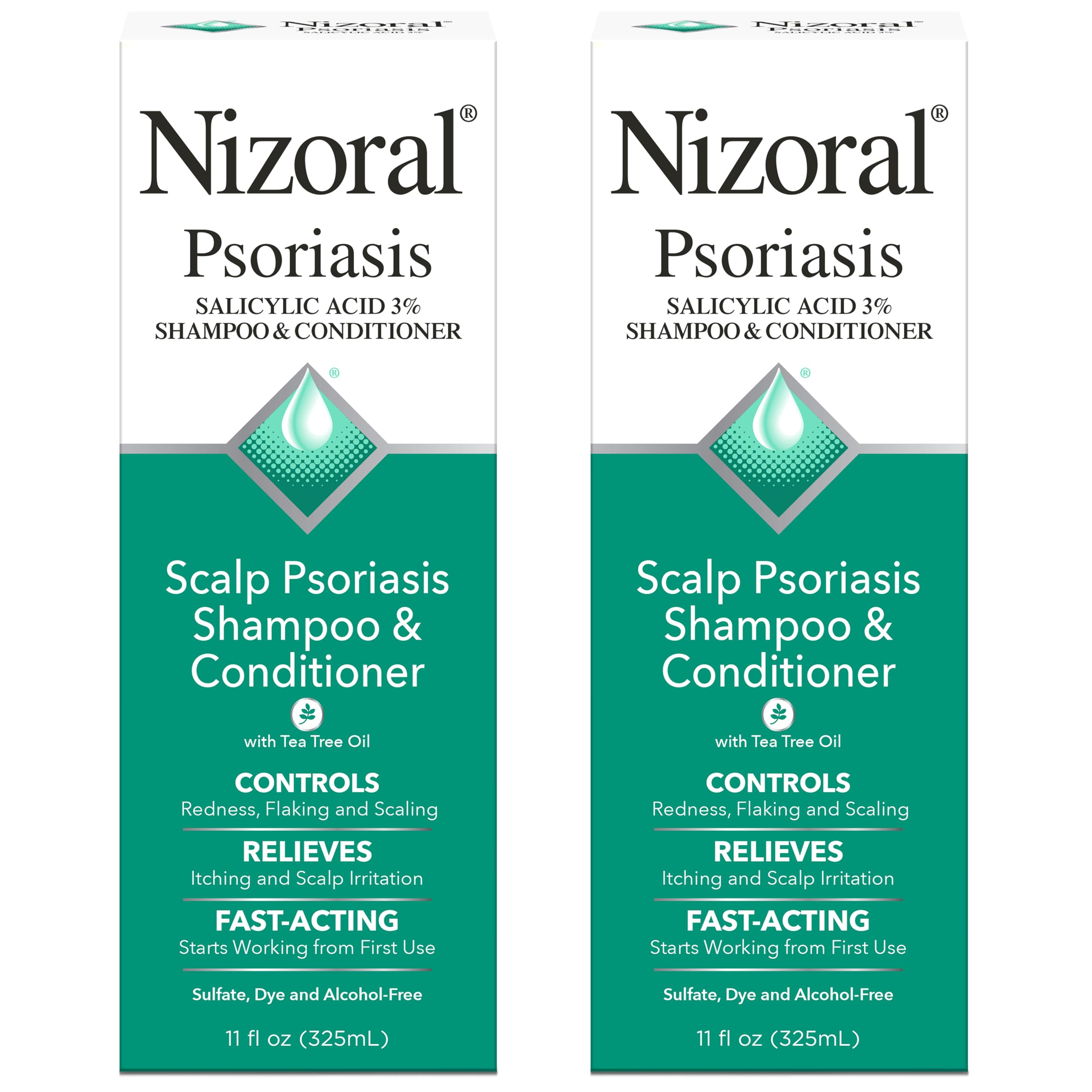 Nizoral Psoriasis Shampoo & Conditioner, 11 Oz, Gentle Scalp Treatment | Relieves Itching and Flaking, Redness and Scaling Effective Scalp Psoriasis Shampoo with Salicylic Acid and Tea Tree Oil