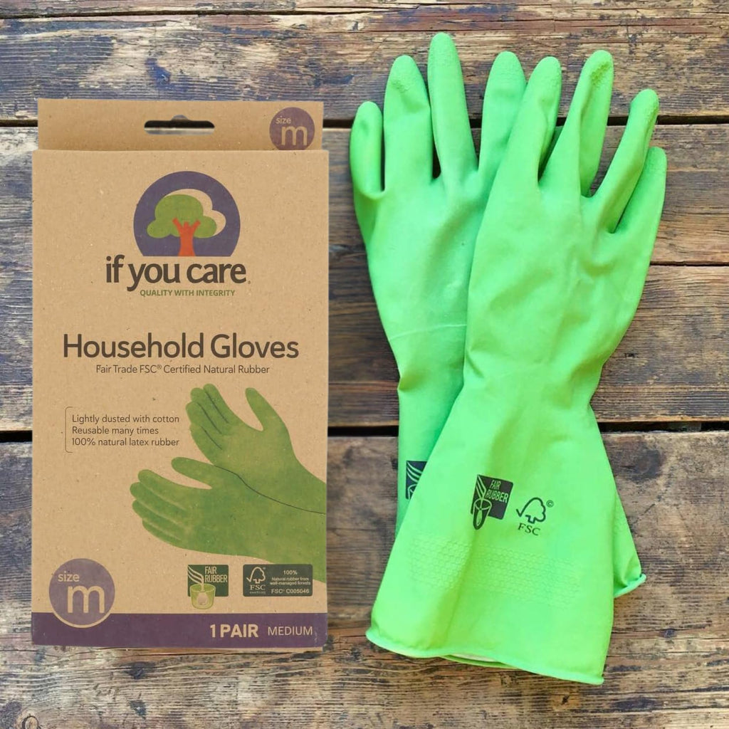If You Care Medium Cotton Flock Lined Household Gloves – Durable, Reusable, Fair Trade Rubber – 1 Pair