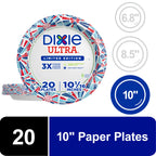 Dixie Ultra Limited Edition Paper Plates, 10" Dinner-Size Plates, 20 Count