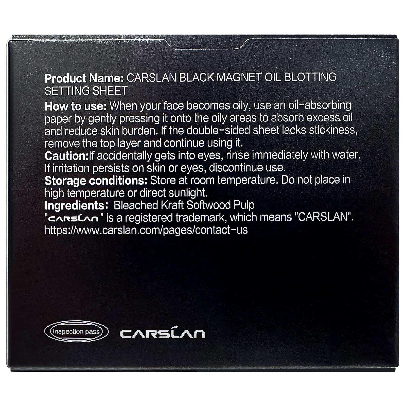 CARSLAN Makeup Blotting Paper with Powder, Keeps Makeup Fresh All Day | Black Magnet Blotting Sheet For Oily & Combination Skin, Compact with Puff & Mirror, 450 Sheets + 8 Refill Adhesive Pads