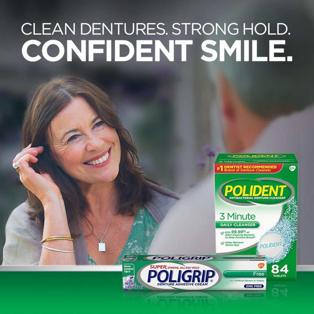 Buy now Super Poligrip Zinc Free Denture and Partials Adhesive Cream, 2.4-ounce Twin pack at indiglob india