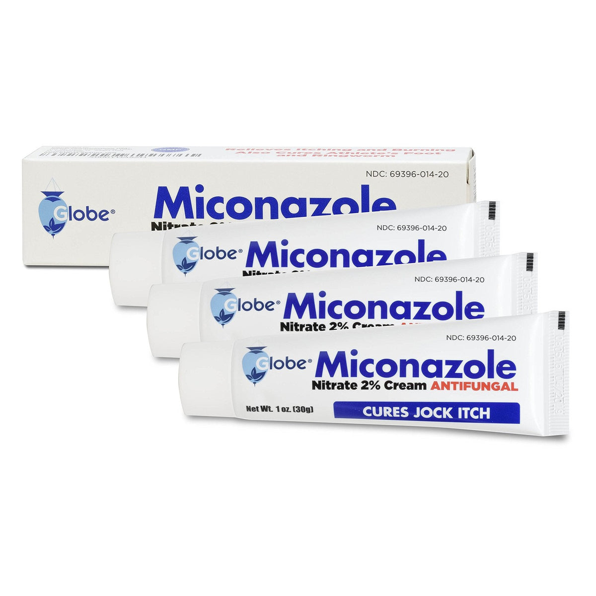 Globe Miconazole Nitrate 2% Antifungal Cream, 1 oz Tube, 3 Pack