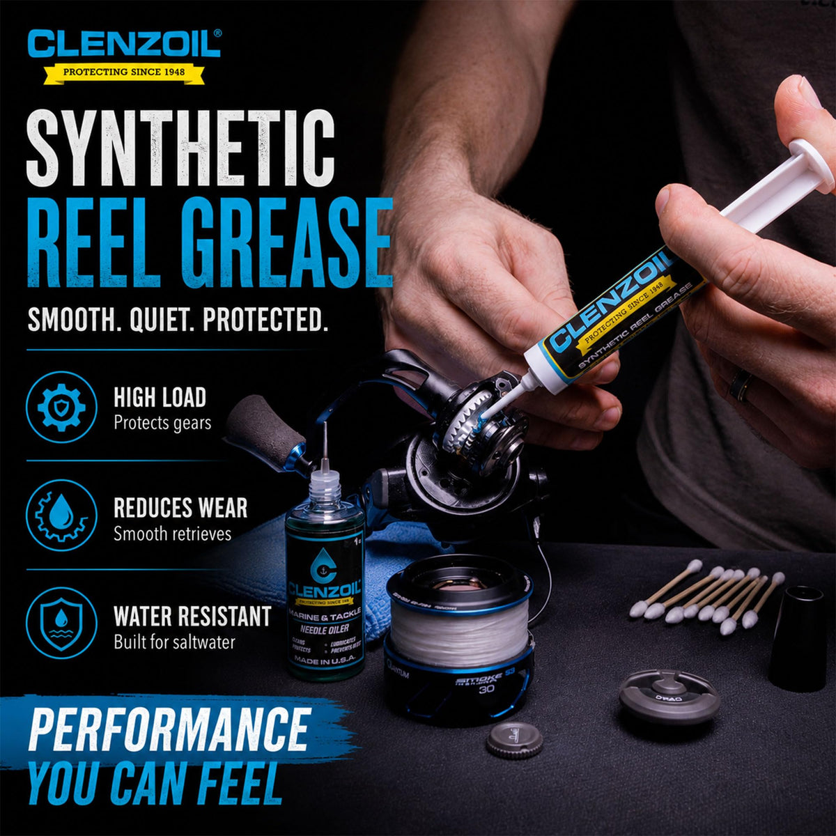 Clenzoil Marine & Tackle Reel Care Kit - Reel Oil & Grease, Fresh/Saltwater