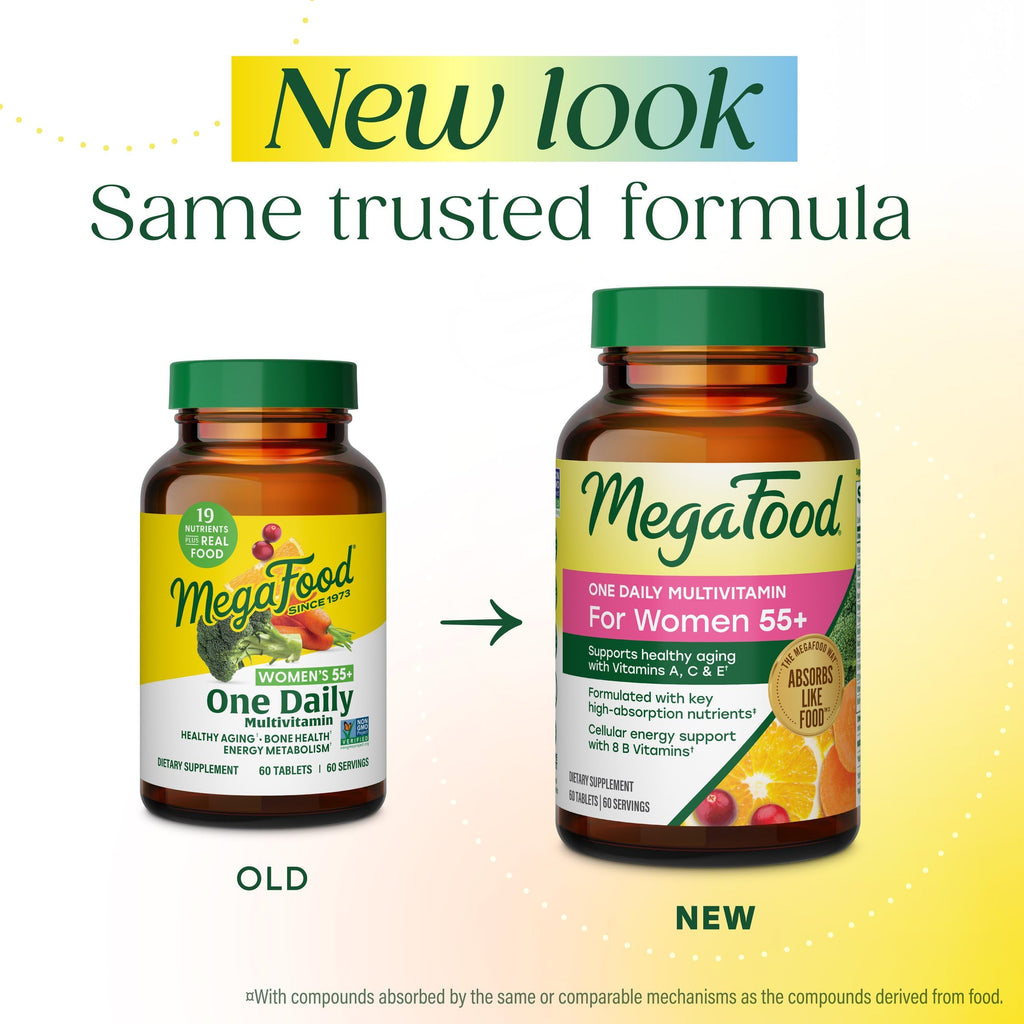 MegaFood One Daily Multivitamin for Women 55+, 19 Nutrients, 120 Tablets | Supports Healthy Aging with Vitamin C, A, E, Cellular Energy Support with B Vitamins, D3 & Zinc, Vegetarian, 120 Servings
