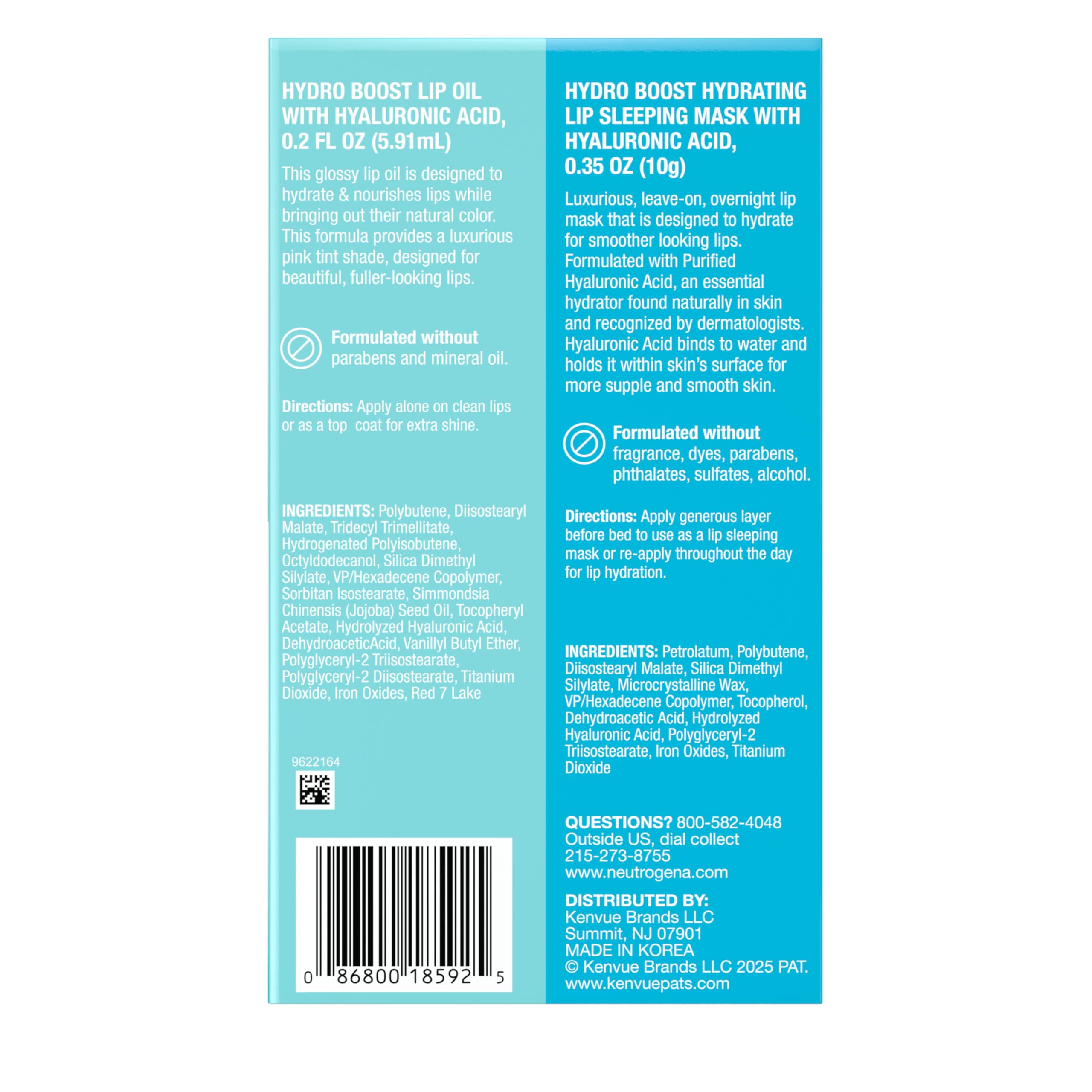 Buy now Neutrogena Hydro Boost Lip Hydration Kit with Light Pink Tinted Lip Oil and Clear Overnight Lip Sleeping Mask, Both with Hyaluronic Acid Designed to Nourish & Hydrate Day & Night, 2 items at indiglob india