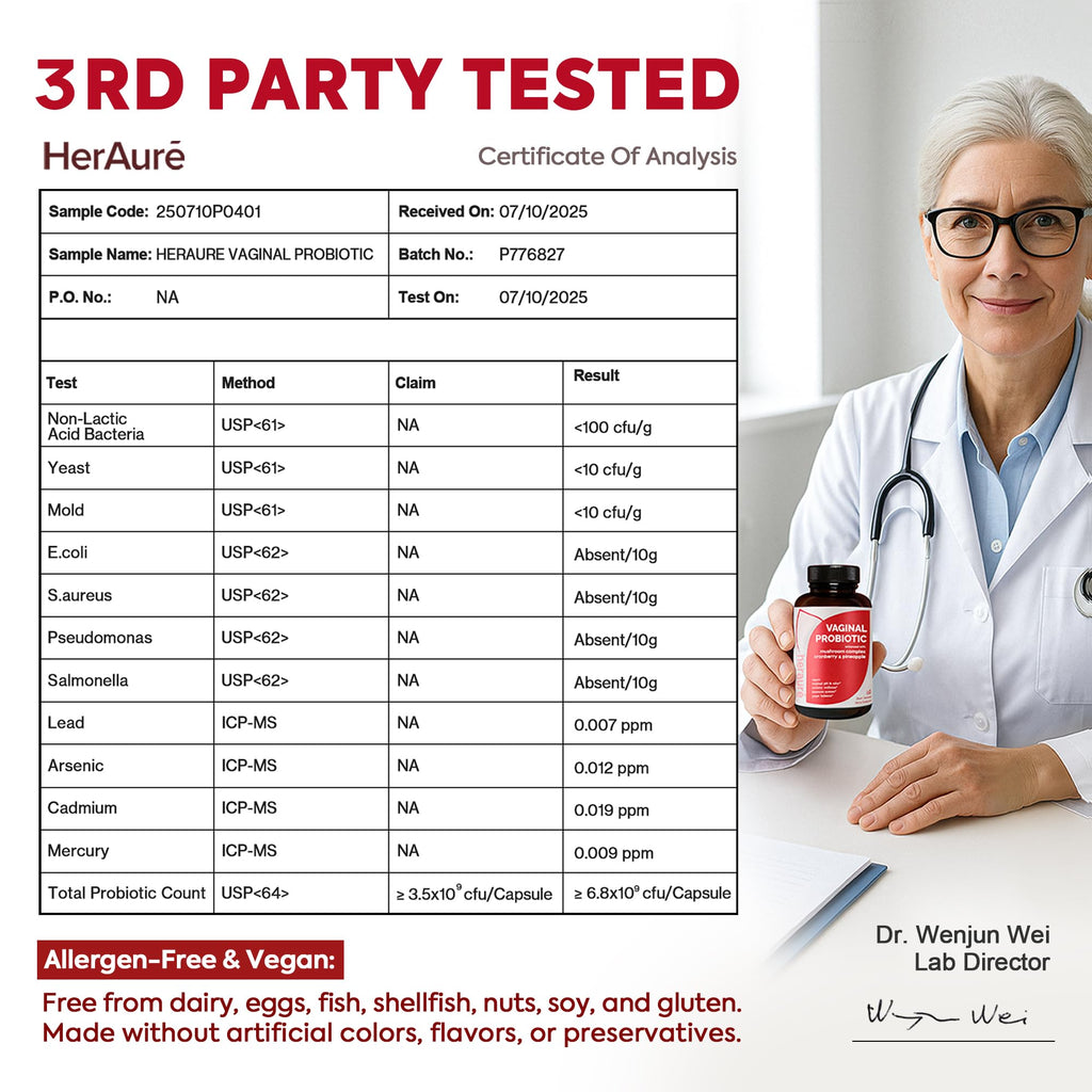 HerAure Vaginal Probiotics for Women -PH Balance,Yeast Balance,60CT | Healthy Vaginal Odor, Vaginal Flora, Women Probiotics and Prebiotics,Immune Support - Prebiotics & Lactobacillus Probiotic