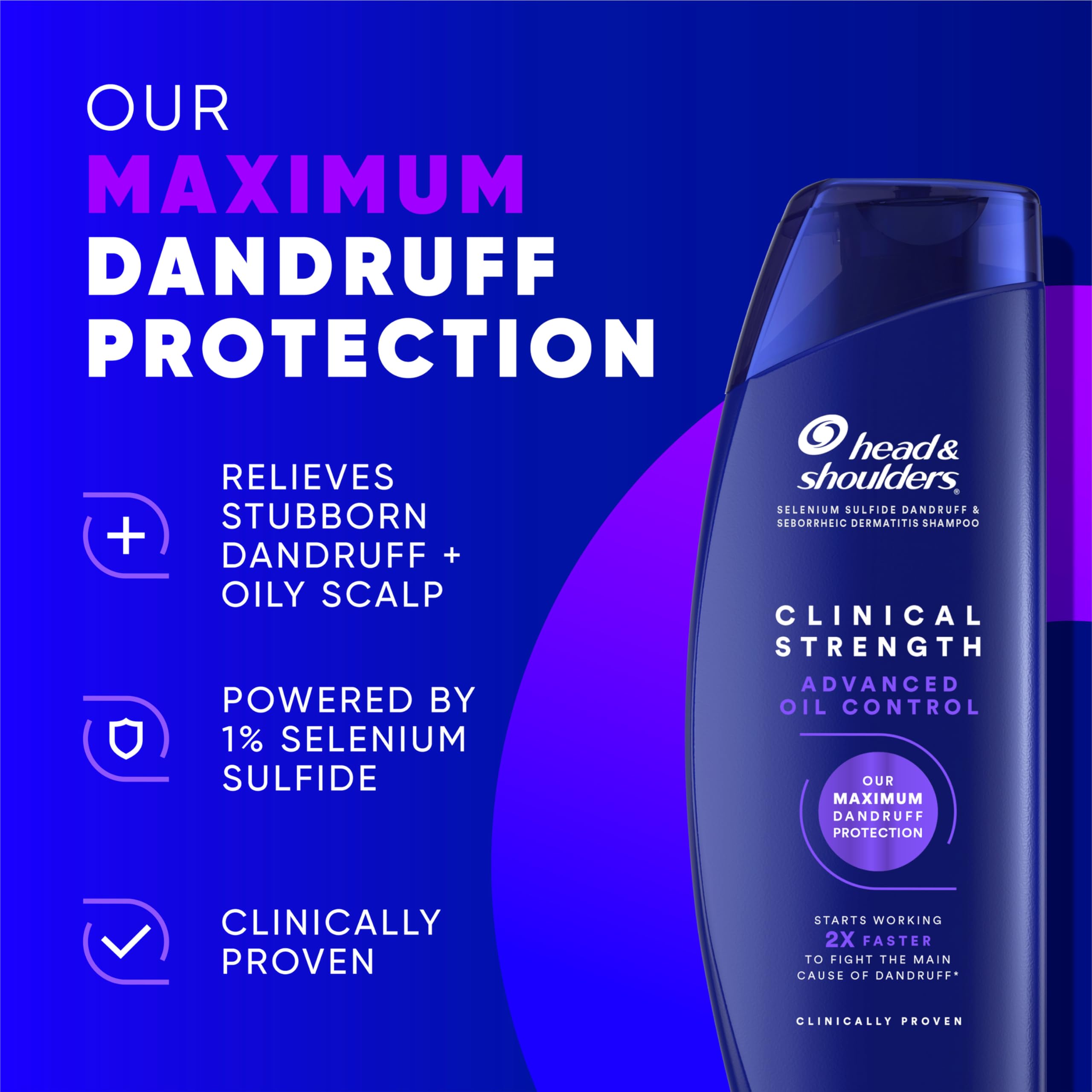 Head & Shoulders Clinical Strength Advanced Oil Control Anti-Dandruff Shampoo Twin Pack, 1% Selenium Sulfide, 13.5 fl oz Each