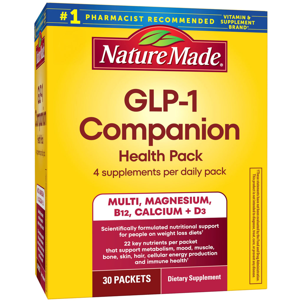 Nature Made GLP-1 Companion Health Pack, 30 Count | Nutritional Support for Weight Loss Diets, Multivitamin for Women and Men, Magnesium, Calcium, Vitamin D & B12, 30 Packets