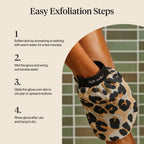 Kitsch Exfoliating Glove 1pc – Exfoliating Mitt - Leopard | Korean Exfoliating Mit & Deep Exfoliating Body Scrubber for Shower, Bath | Body Exfoliator Glove, Dead Skin Remover